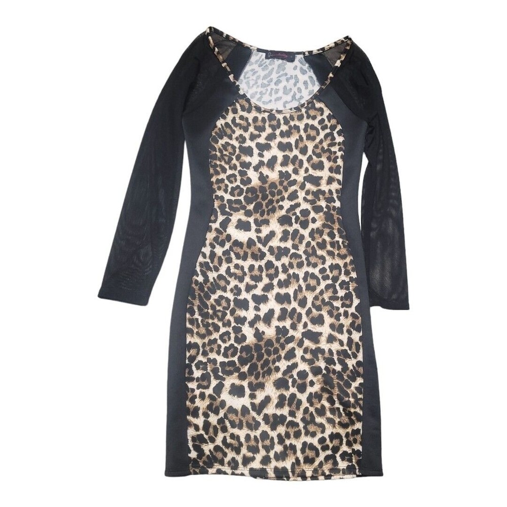 Black and Leopard Sheath Dress Annabelle USA Women's Size Small